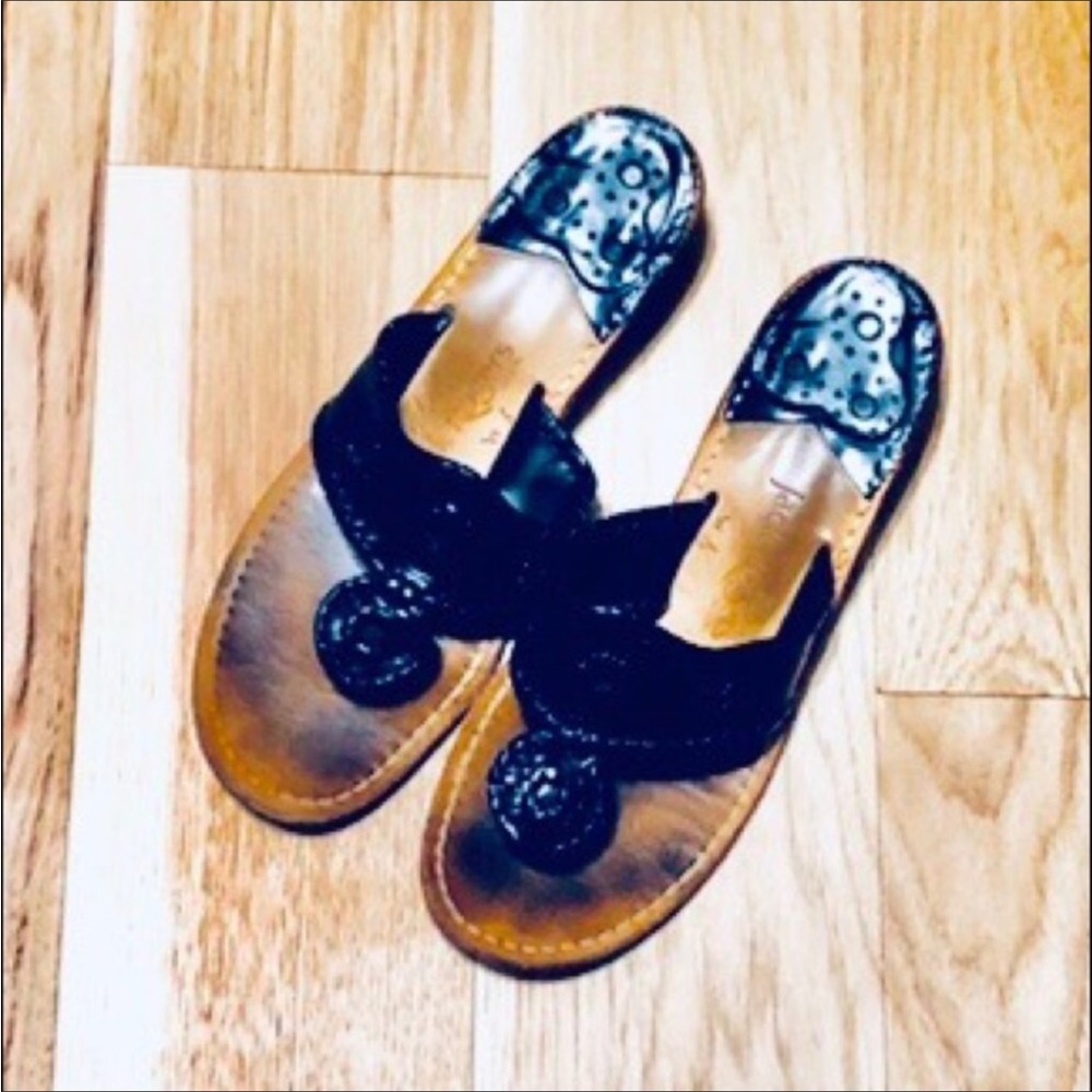 Jack Rogers Black Leather Block Heels